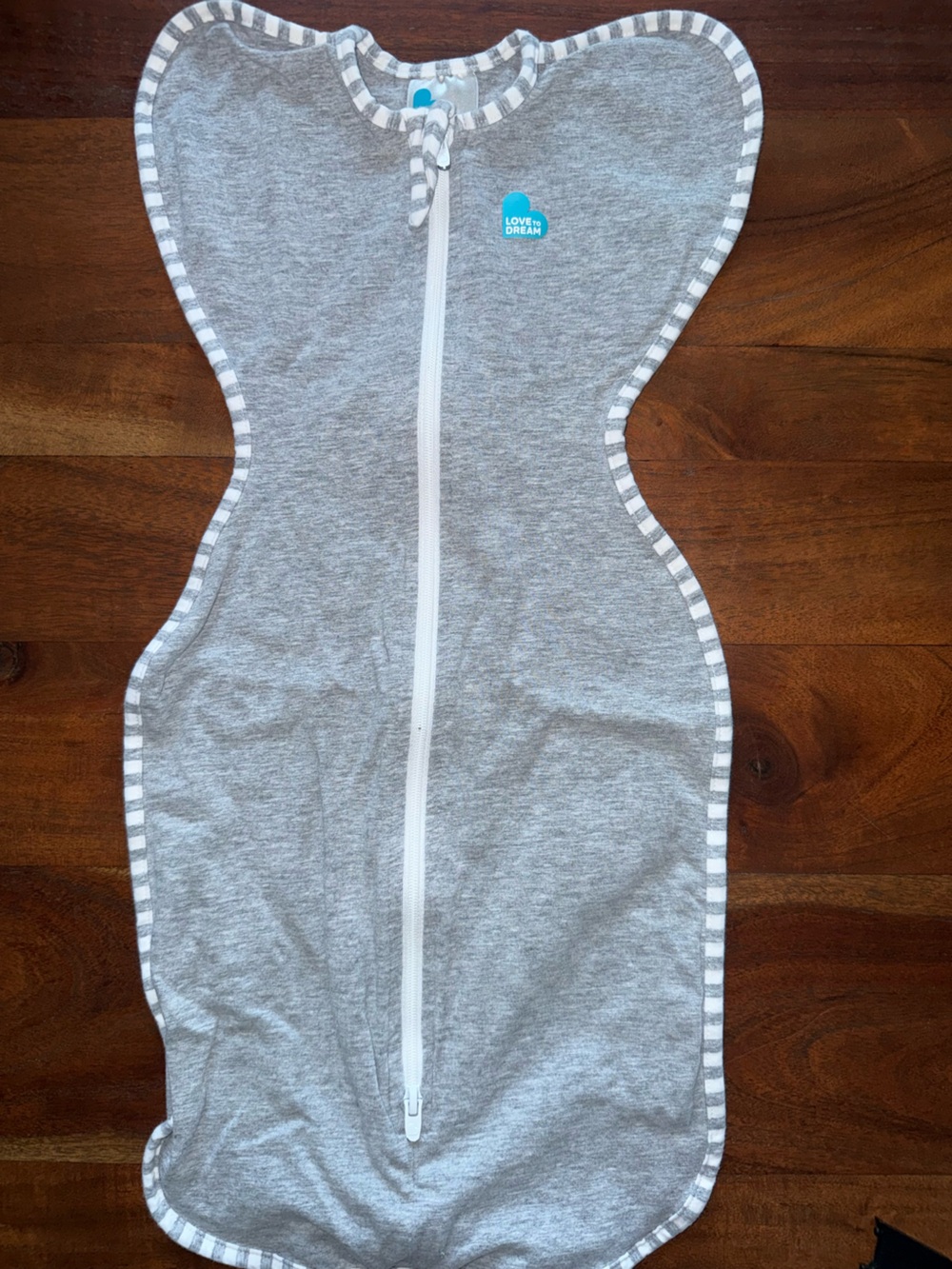 Love to dream Gray and White Striped Sleep Swaddle